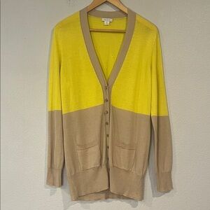 Garnet Hill lightweight cotton color block cardigan sweater M
